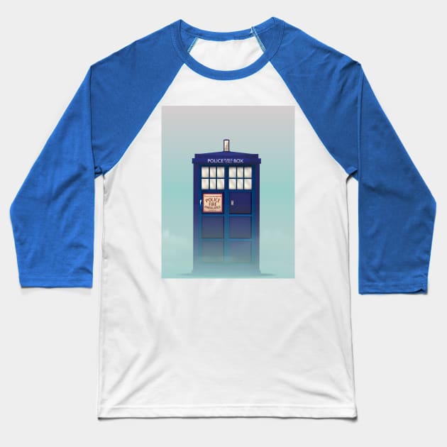 Police Call Box Baseball T-Shirt by nickemporium1